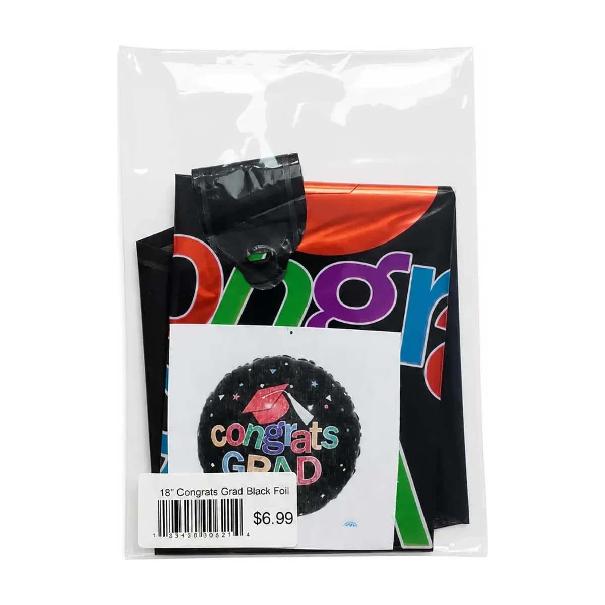 18" Foil Balloon - Congrats Grad, Black, Round