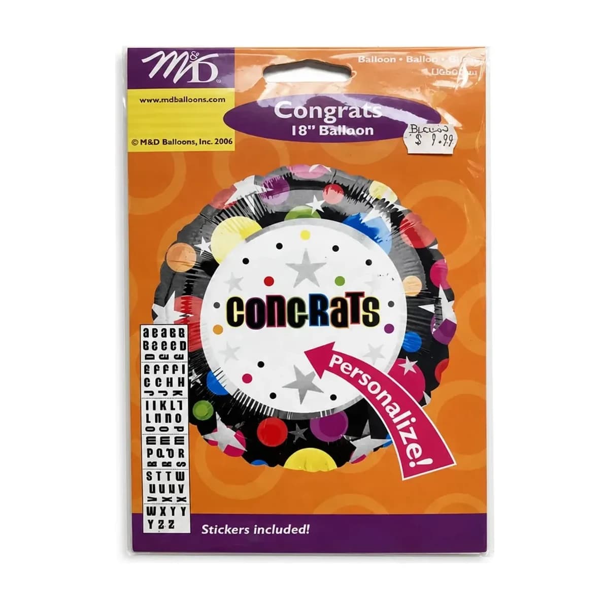 18" Foil Balloon - Congrats, Personalize with Stickers, Round