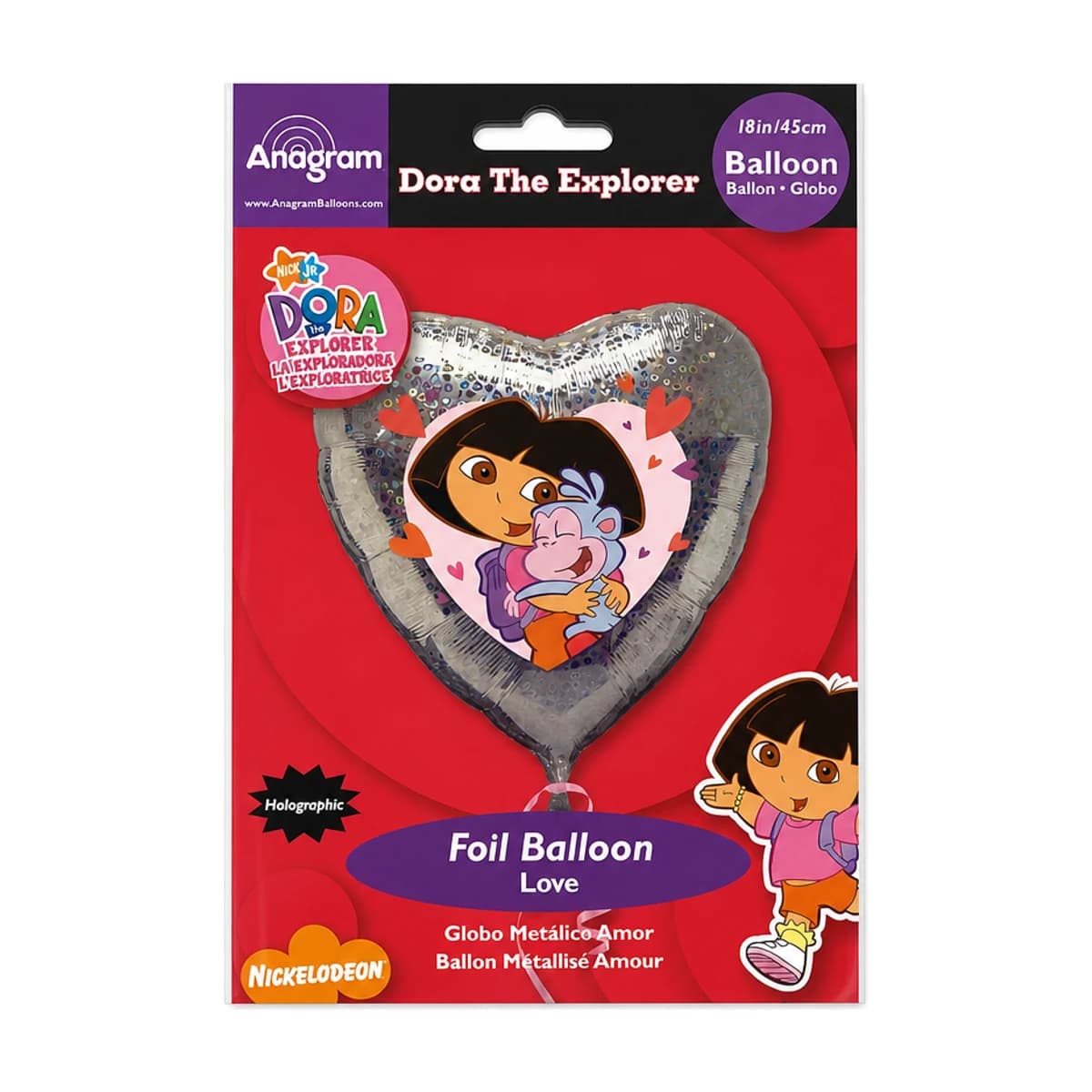 18" Foil Balloon - Dora the Explorer, Heart Shape