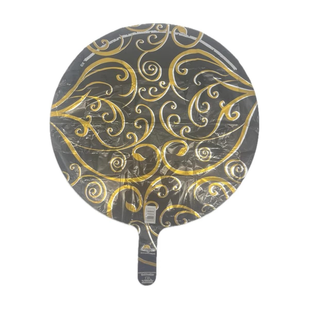 Black and gold swirl foil balloon, 18 inch
