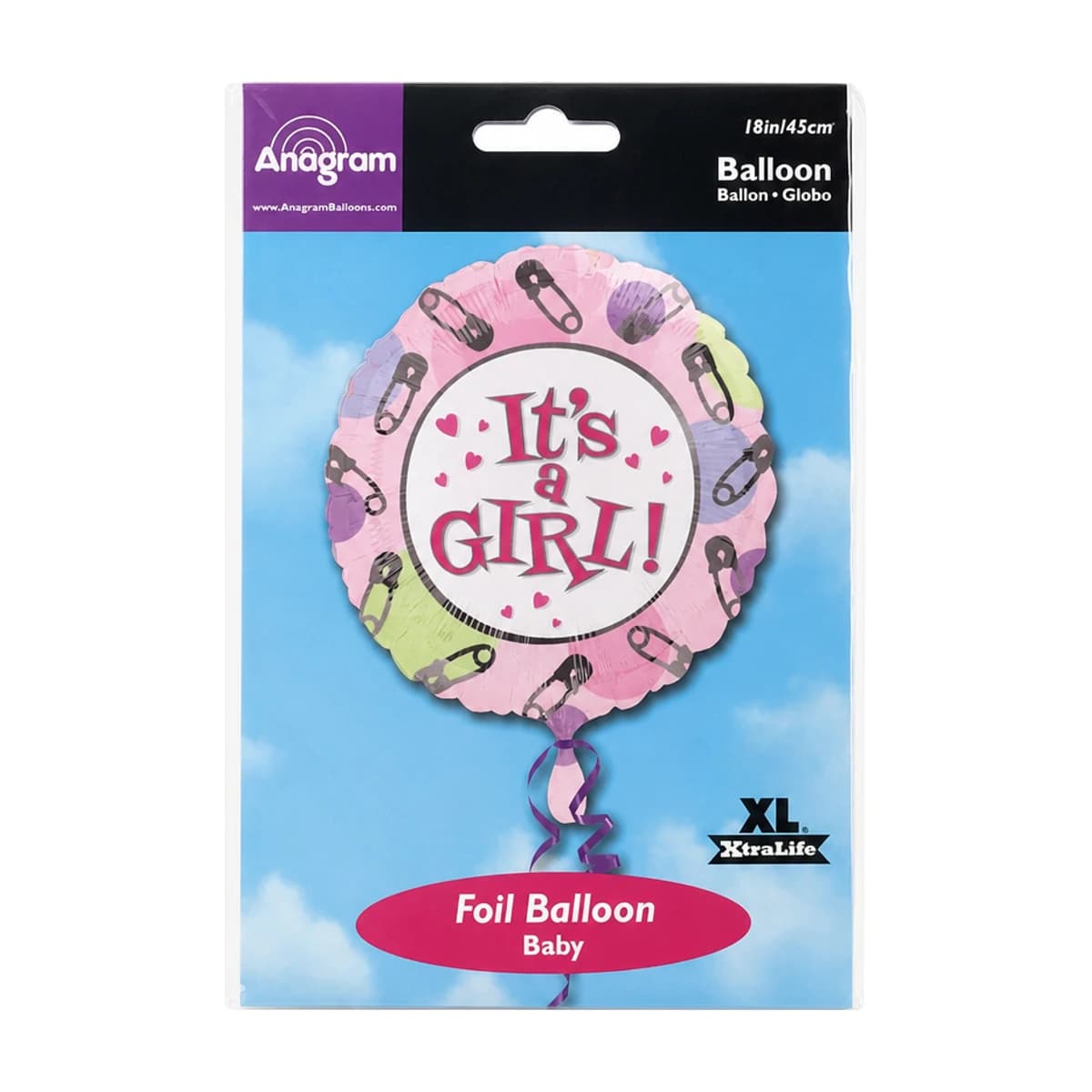 18” Foil Balloon It’s A Girl Round Shape