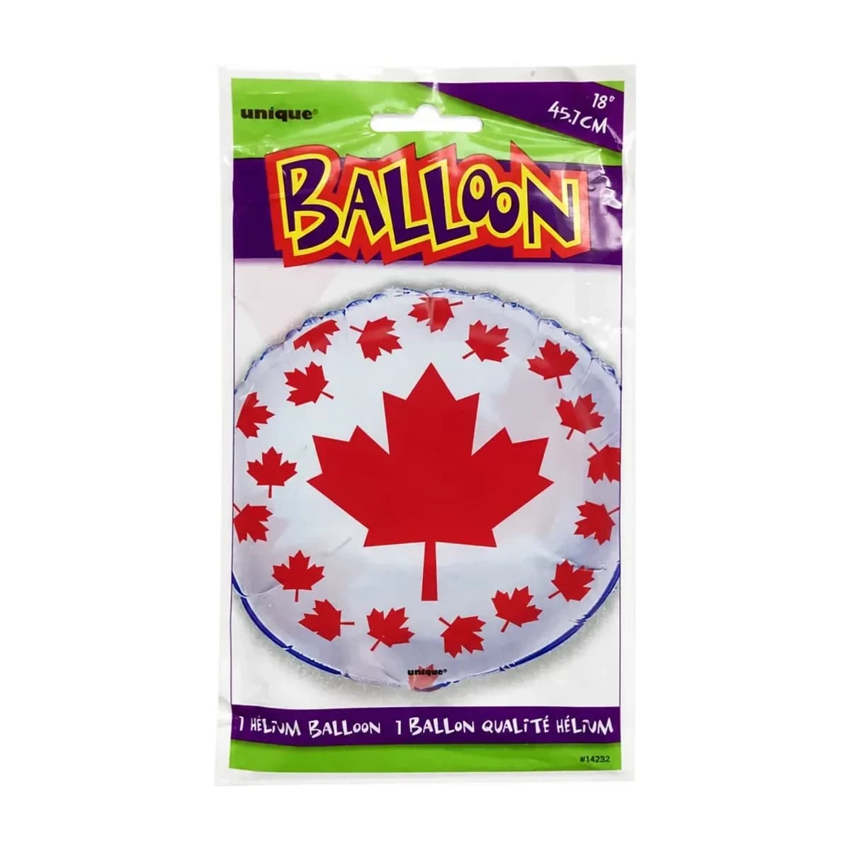 18" Foil Balloon - Canada Maple Leaves, Round