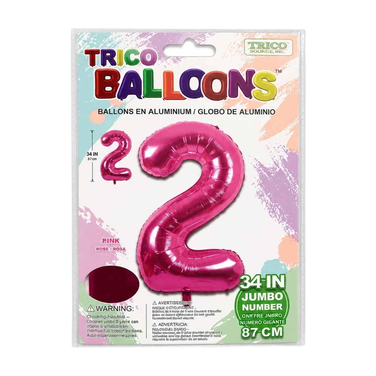 34" Hot Pink Number 2 Foil Balloon