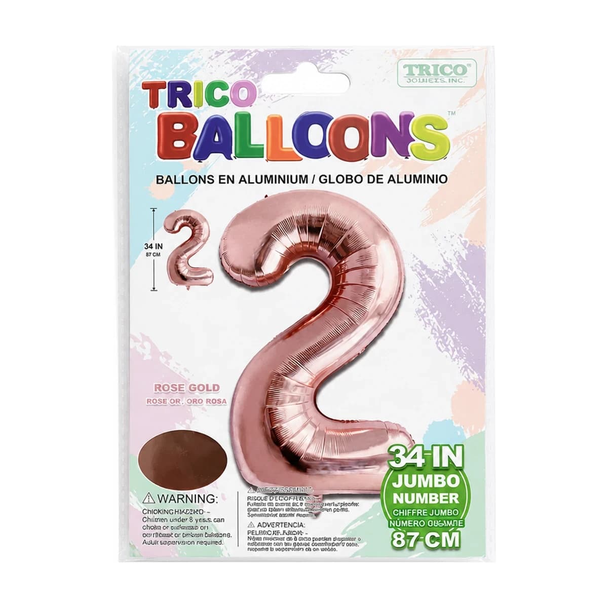 34" Rose Gold Number 2 Foil Balloon