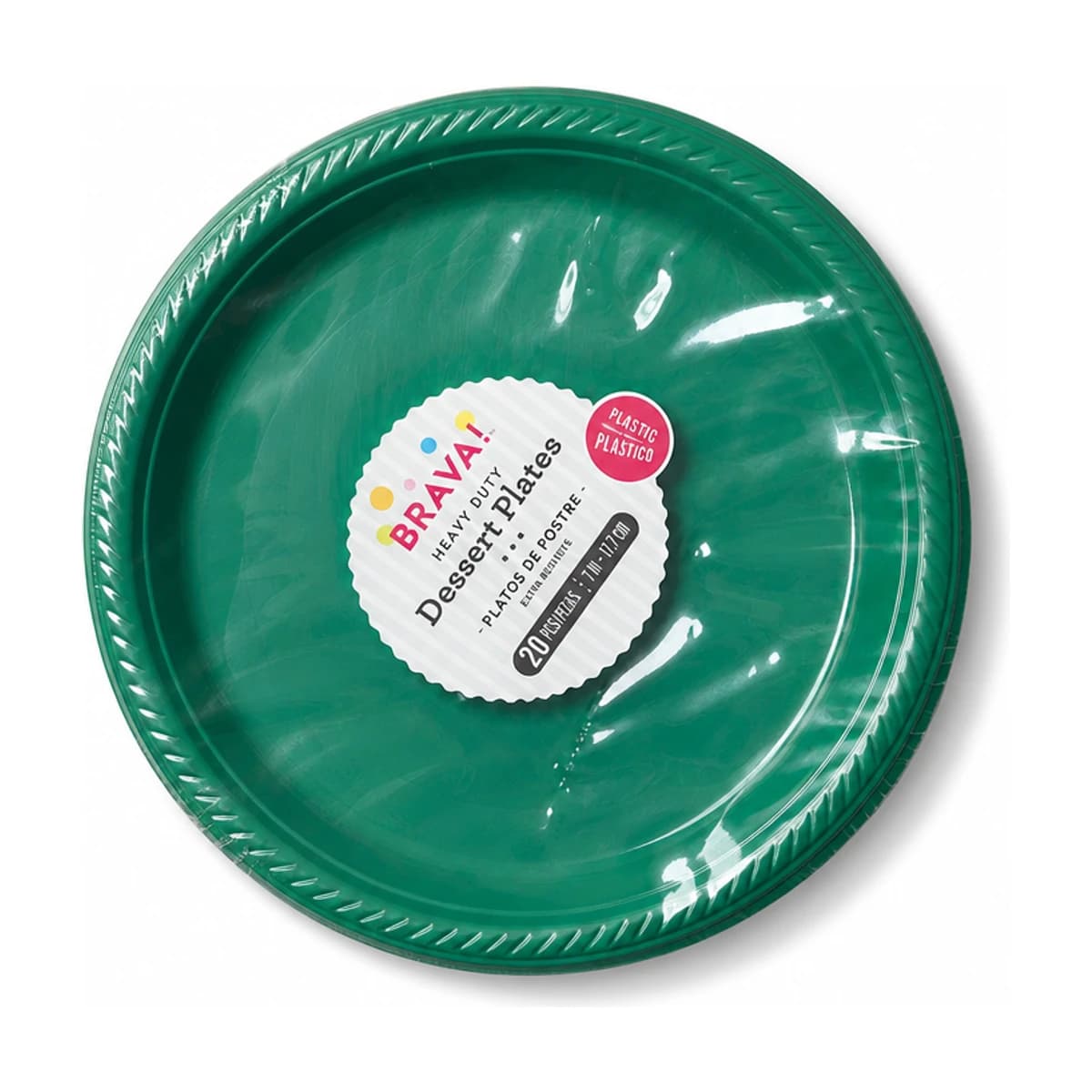 20 Plastic Plates Festive Green 7”