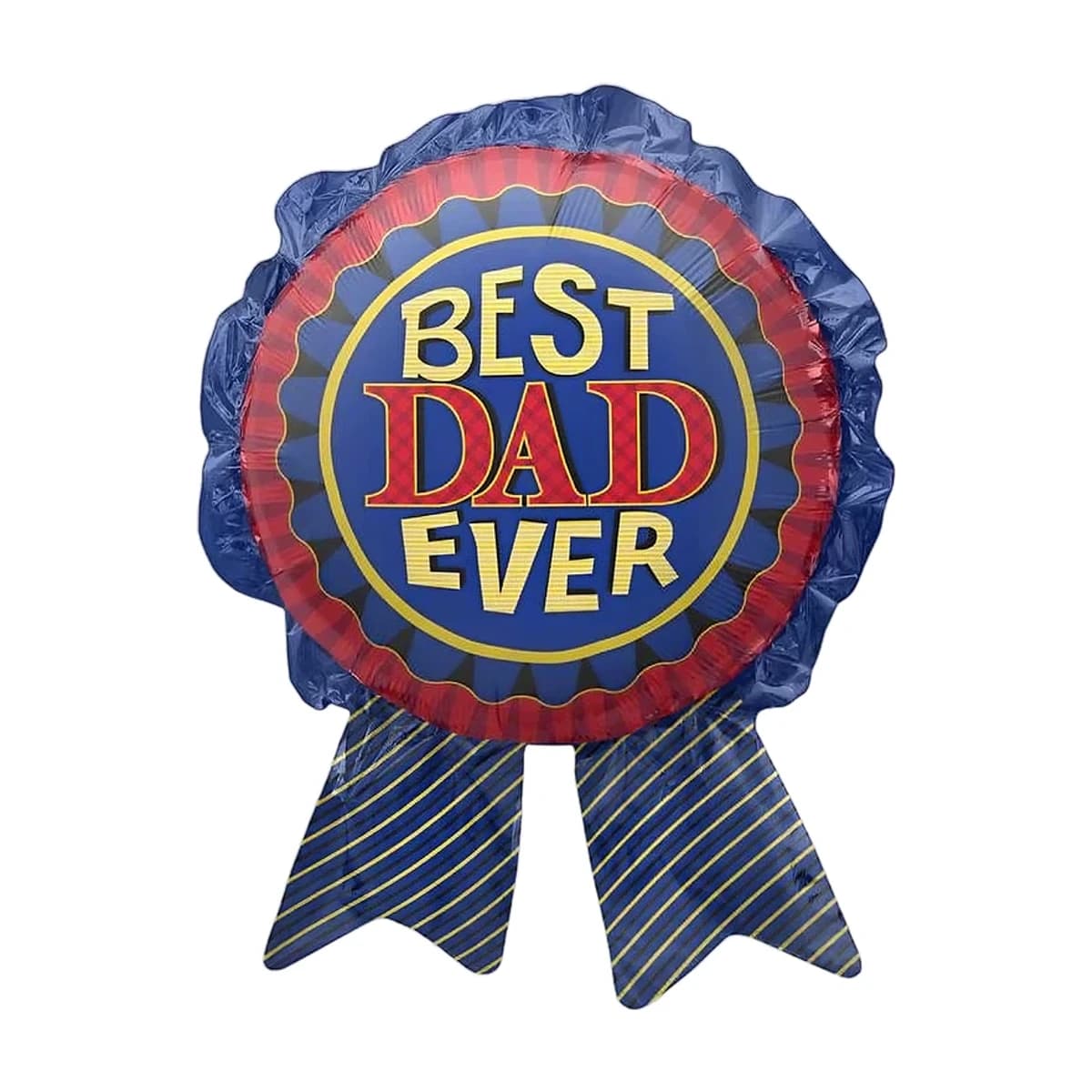 27" Foil Balloon - "BEST DAD EVER" Badge, Blue/Red/Gold, Super Shape