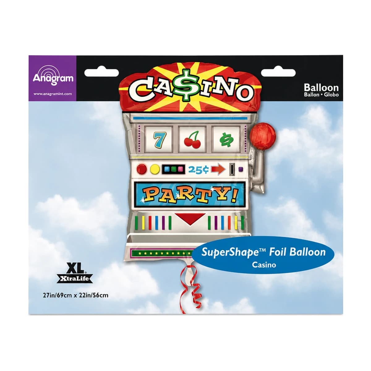 27" Foil Balloon - Casino Party Slot Machine, Super Shape