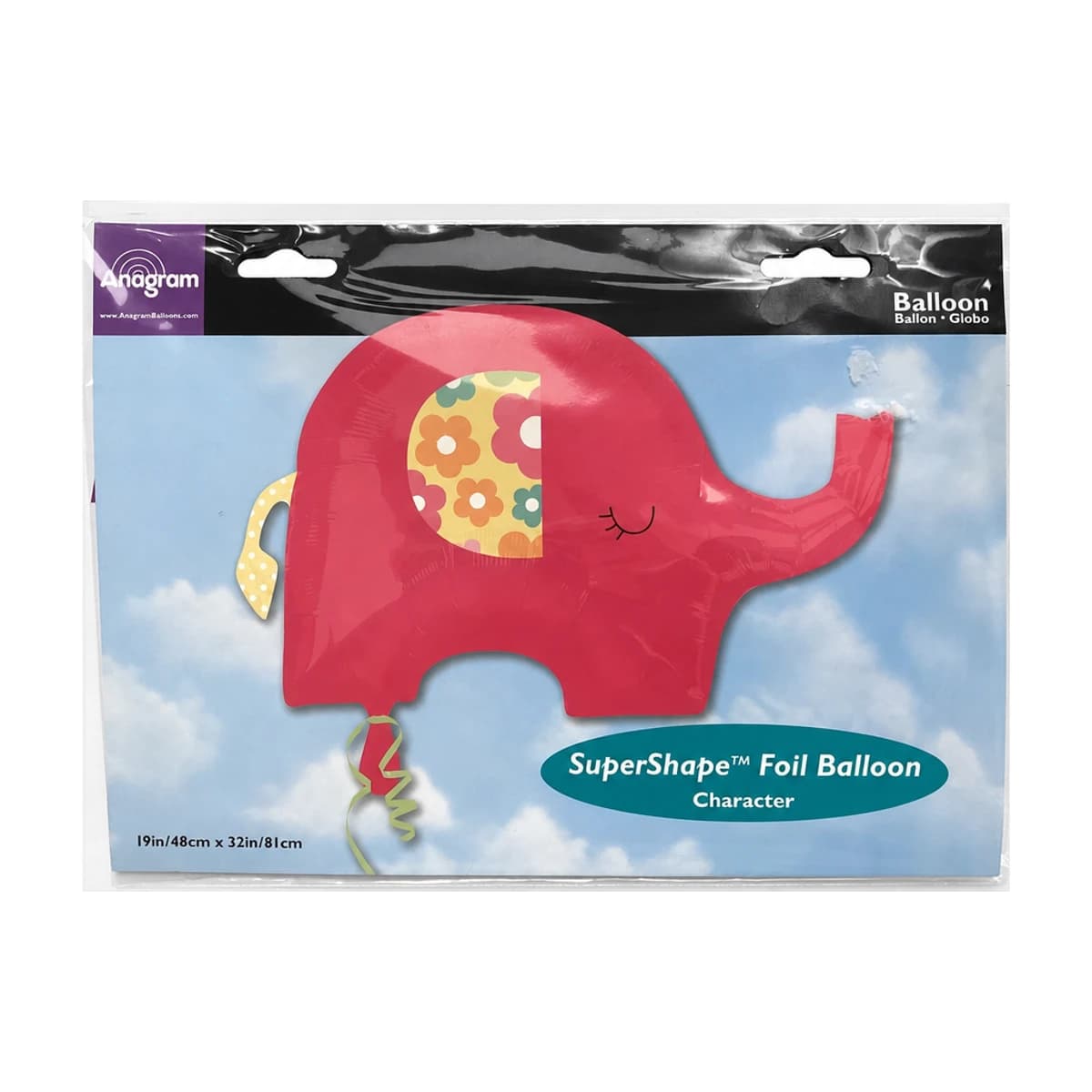 32" Foil Balloon - Pink Elephant, Super Shape