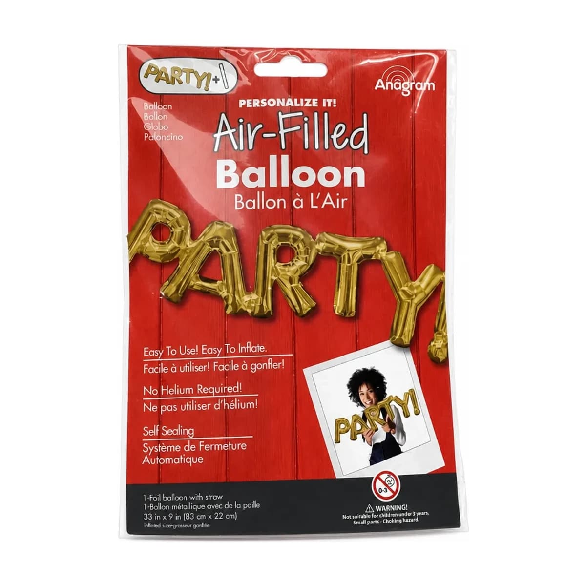 33" Foil Balloon - Gold PARTY!, Air-Filled