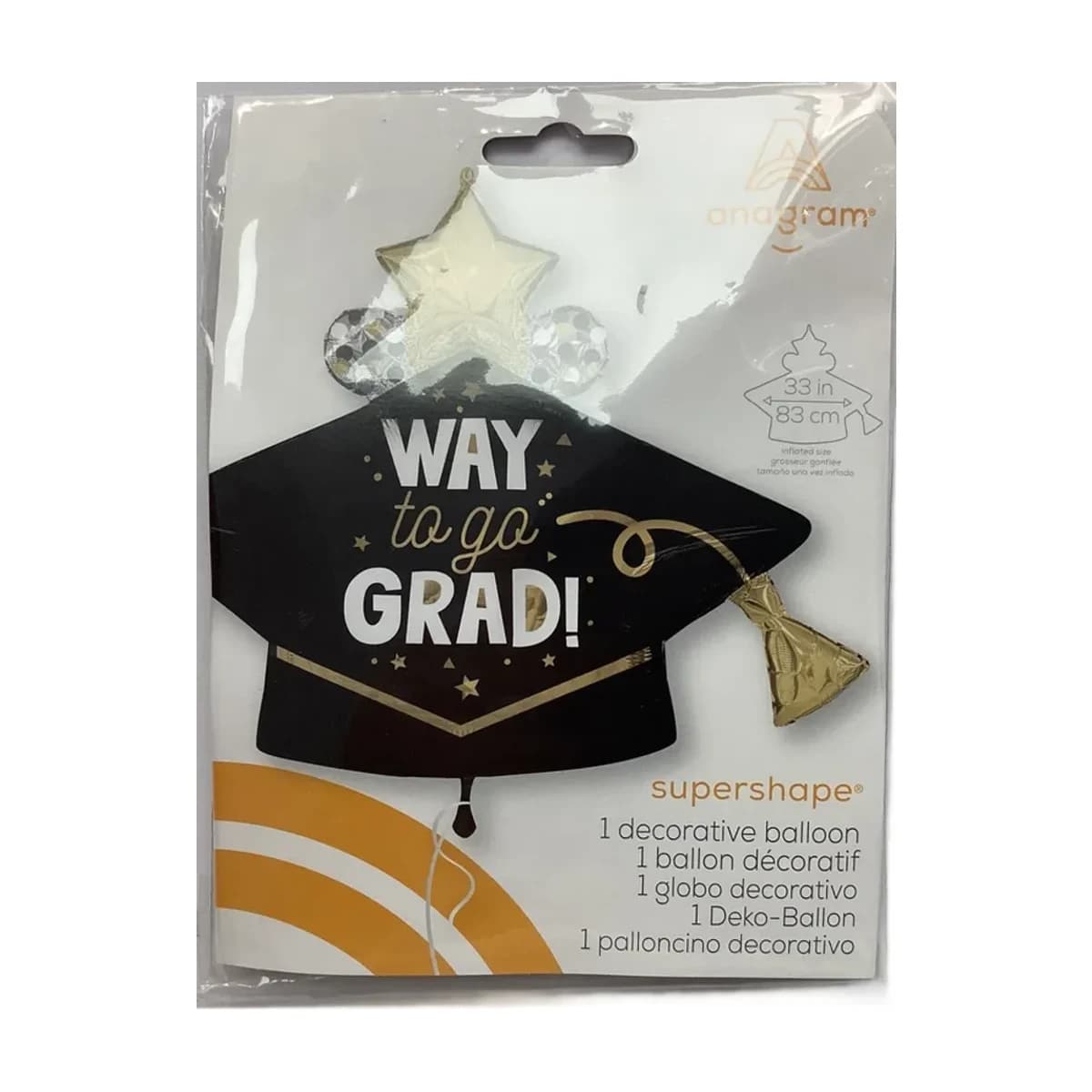 33" Foil Balloon - Way to Go Grad! Graduation Cap, Super Shape