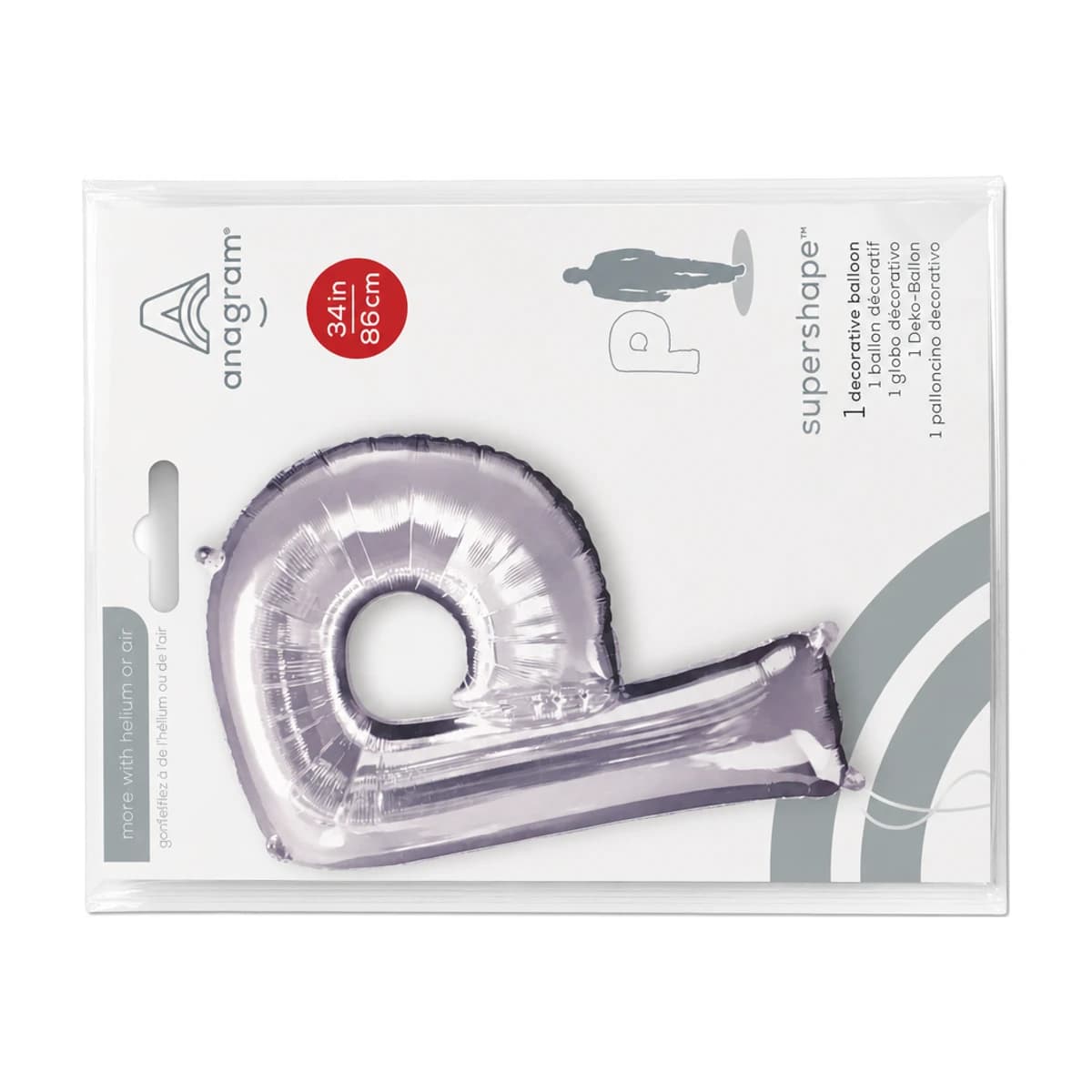 34” Foil Ballon Silver Letter “p”