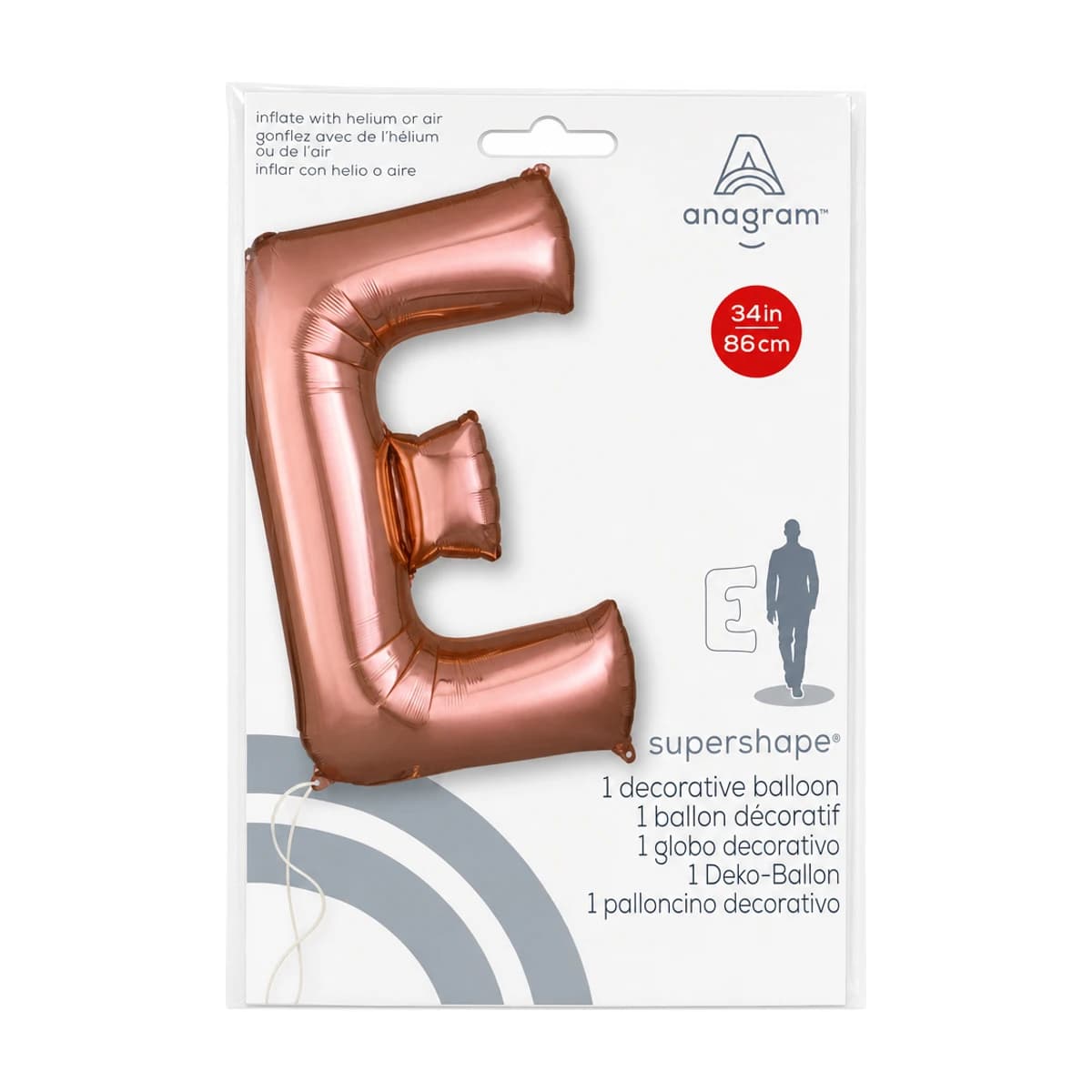 34” Foil Balloon Rose Gold Letter “e”