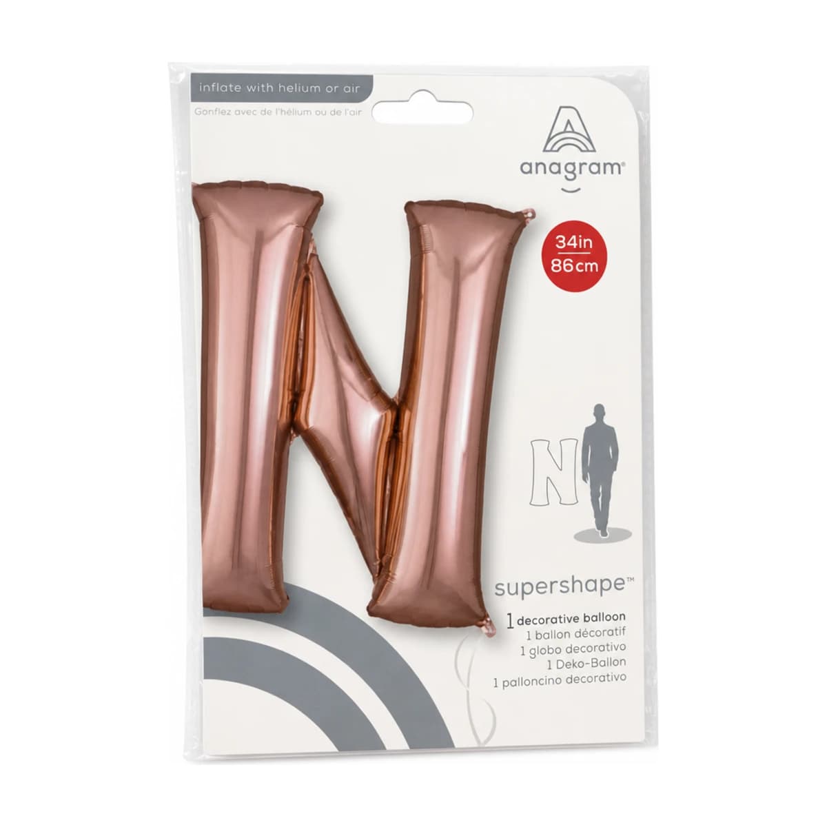 34” Foil Balloon Rose Gold Letter “n”