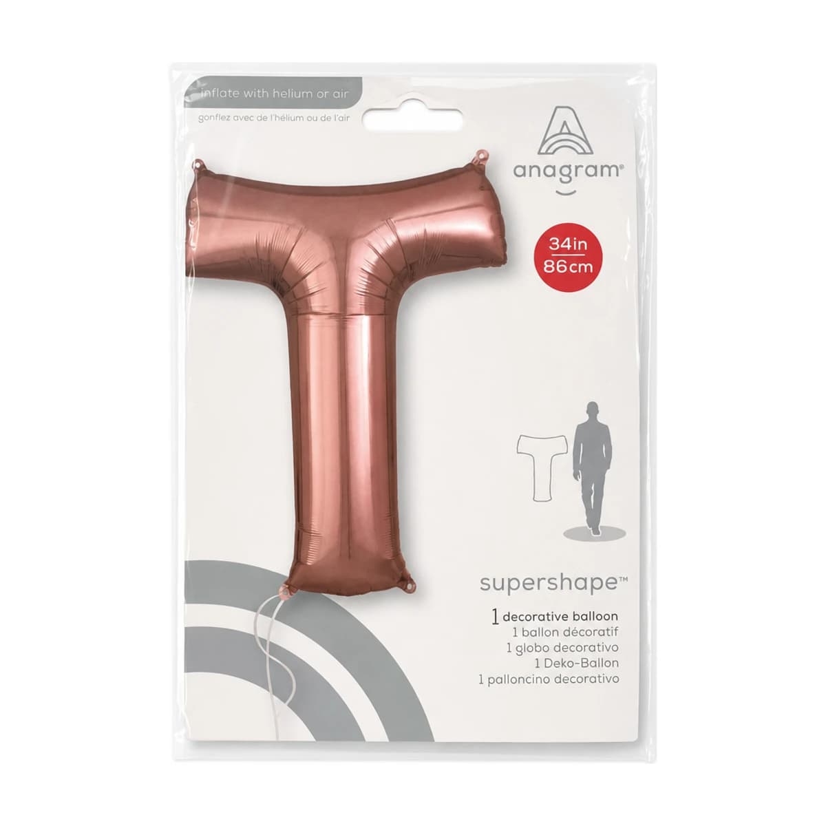 34" Foil Balloon - Rose Gold Letter T