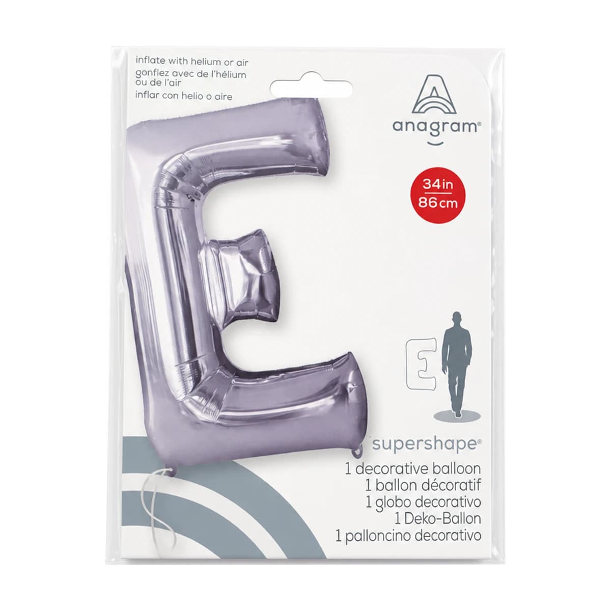34” Foil Balloon Silver Letter “e”