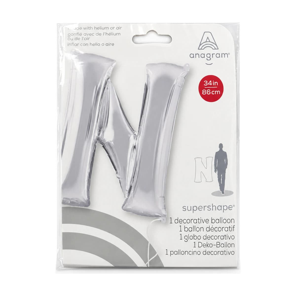 34” Foil Balloon Silver Letter “n”