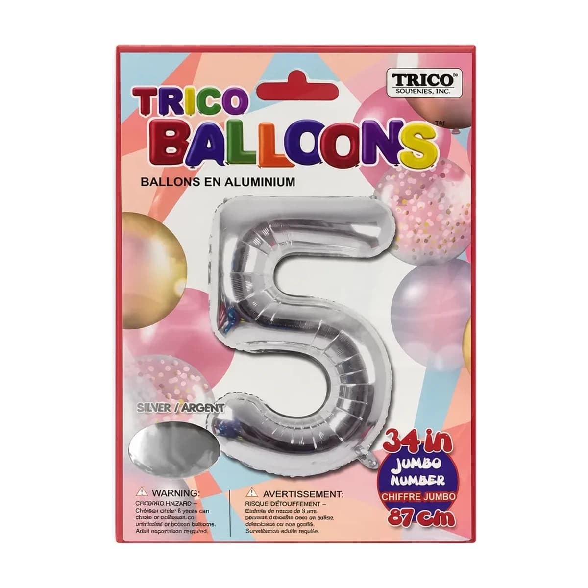 34" Silver Number 5 Foil Balloon