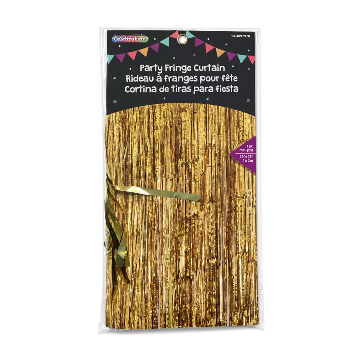 Gold Party Fringe Curtain, 39 x 78 in