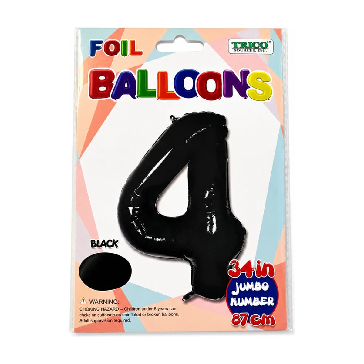 #4 Black Foil Balloon 34”