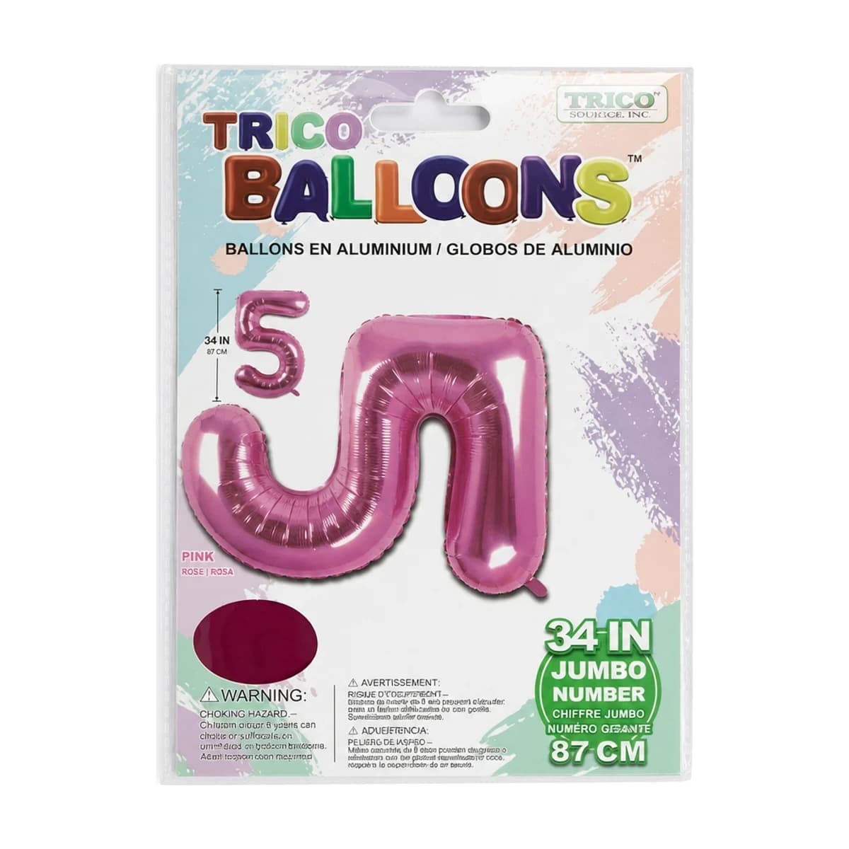 34" Hot Pink Number 5 Foil Balloon