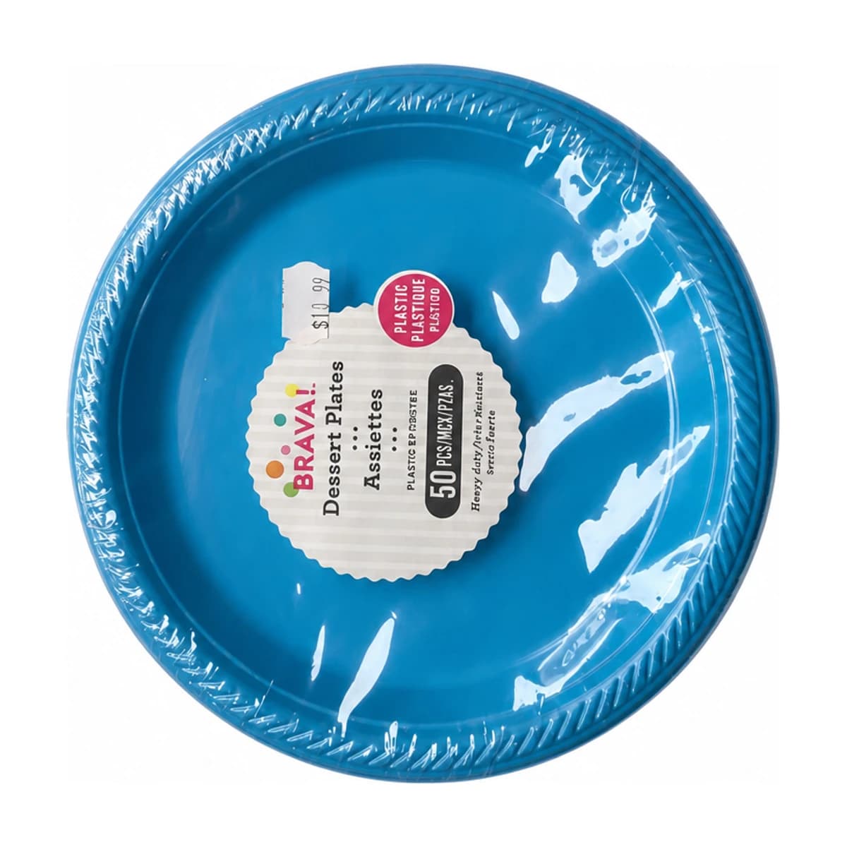 Blue Plastic Dessert Plates, 50 Pack