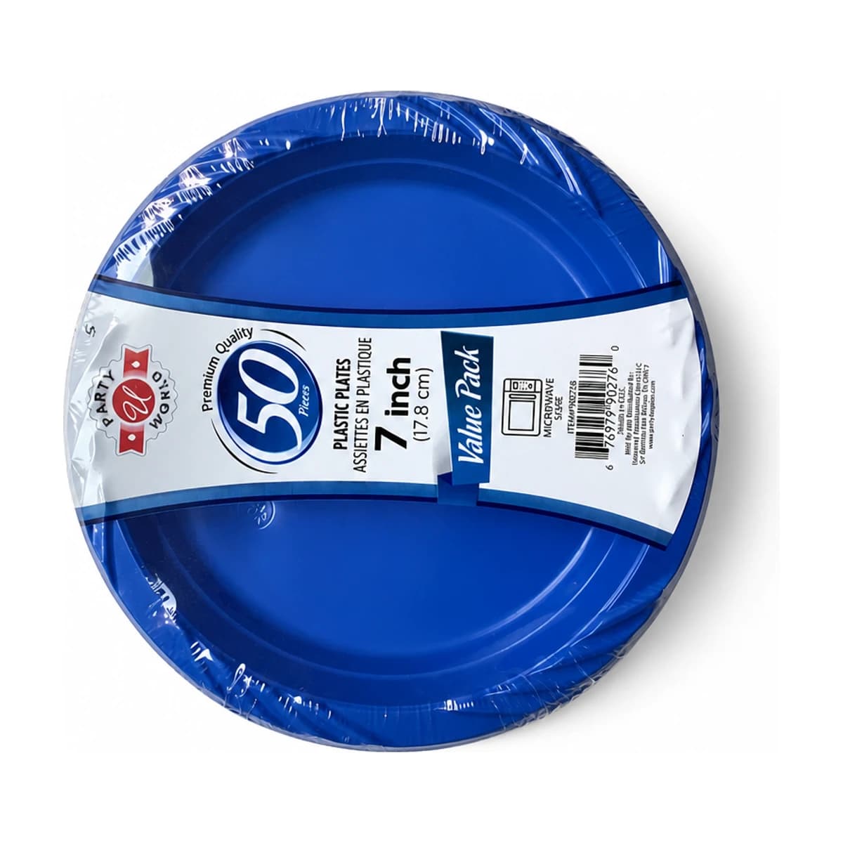 Dark Blue Plastic Plates, 7 in 50 Pack