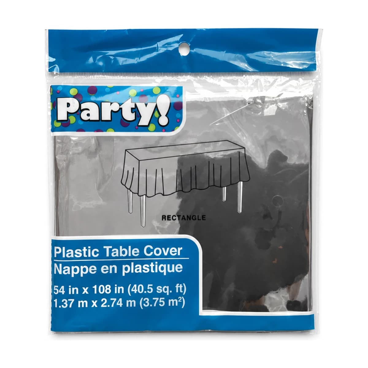 Silver Metallic Plastic Table Cover, 54 x 108 in