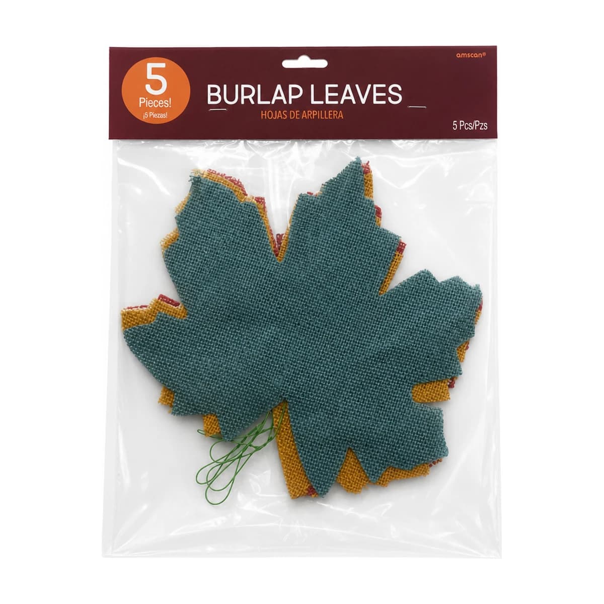 Burlap Leaves, 5 Pack