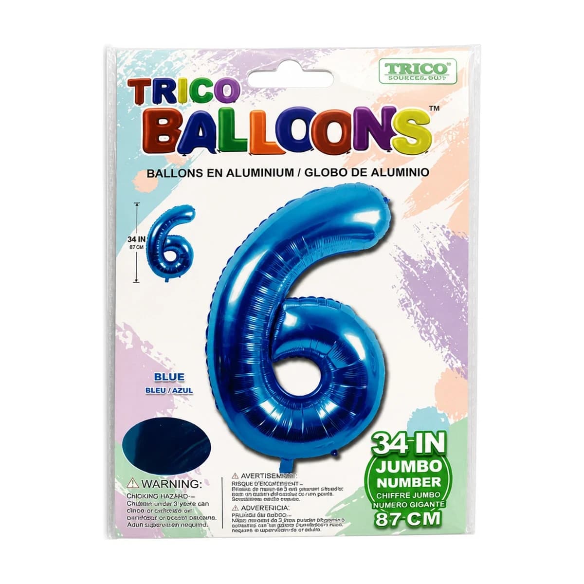 #6 Blue Foil Balloon 34”