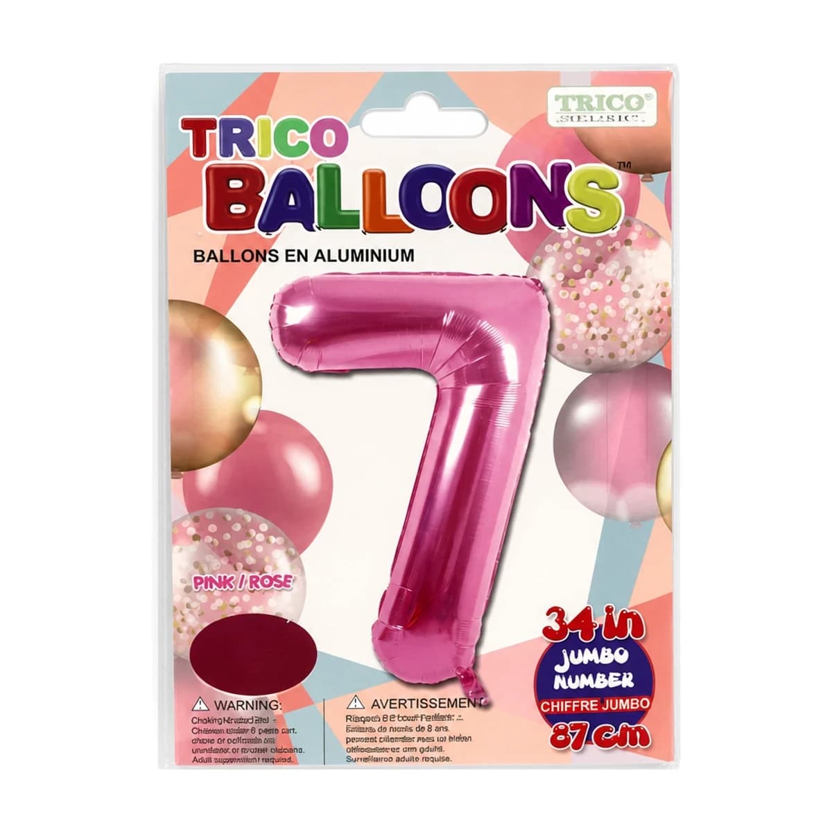 #7 Hot Pink Foil Balloon 34”