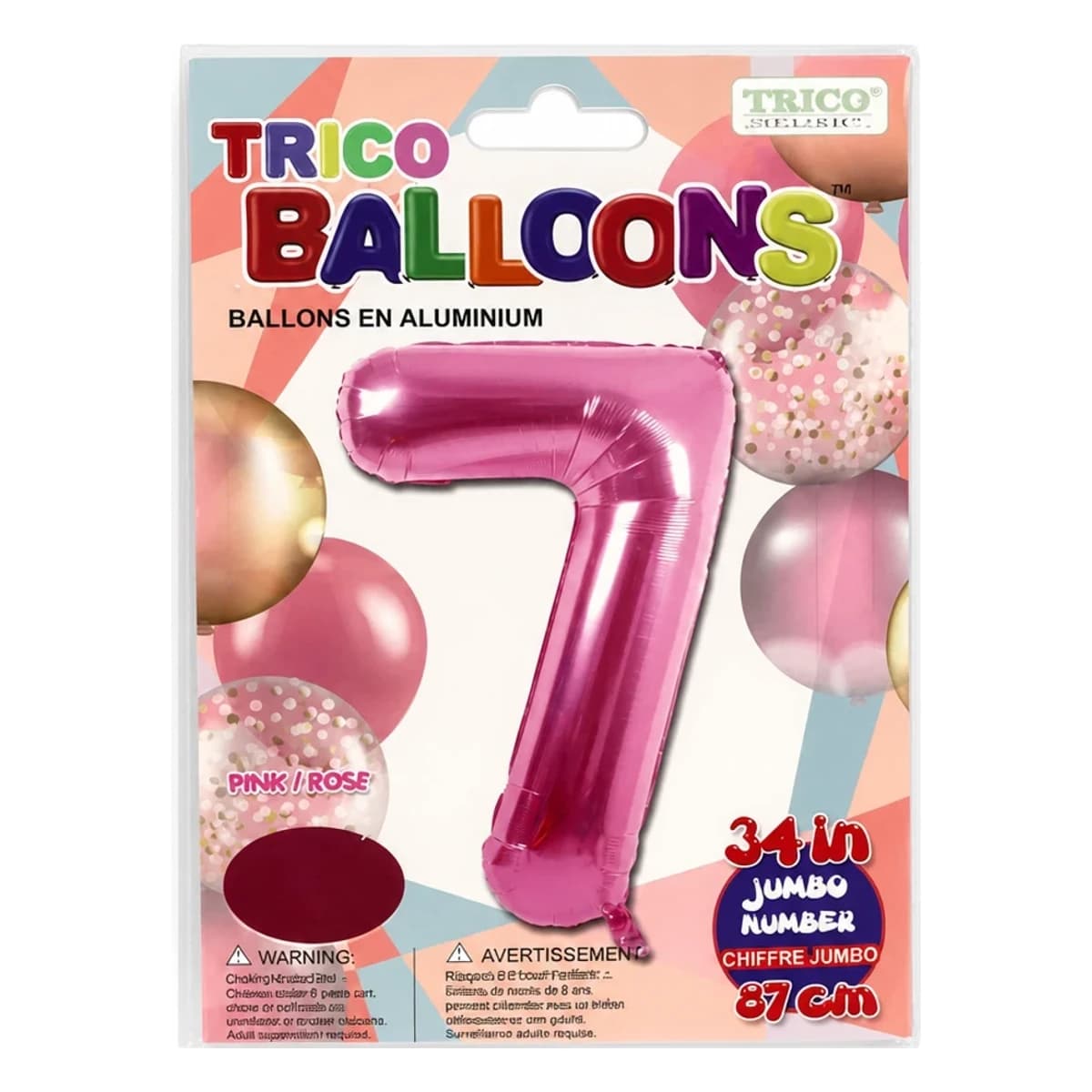 34" Hot Pink Number 7 Foil Balloon