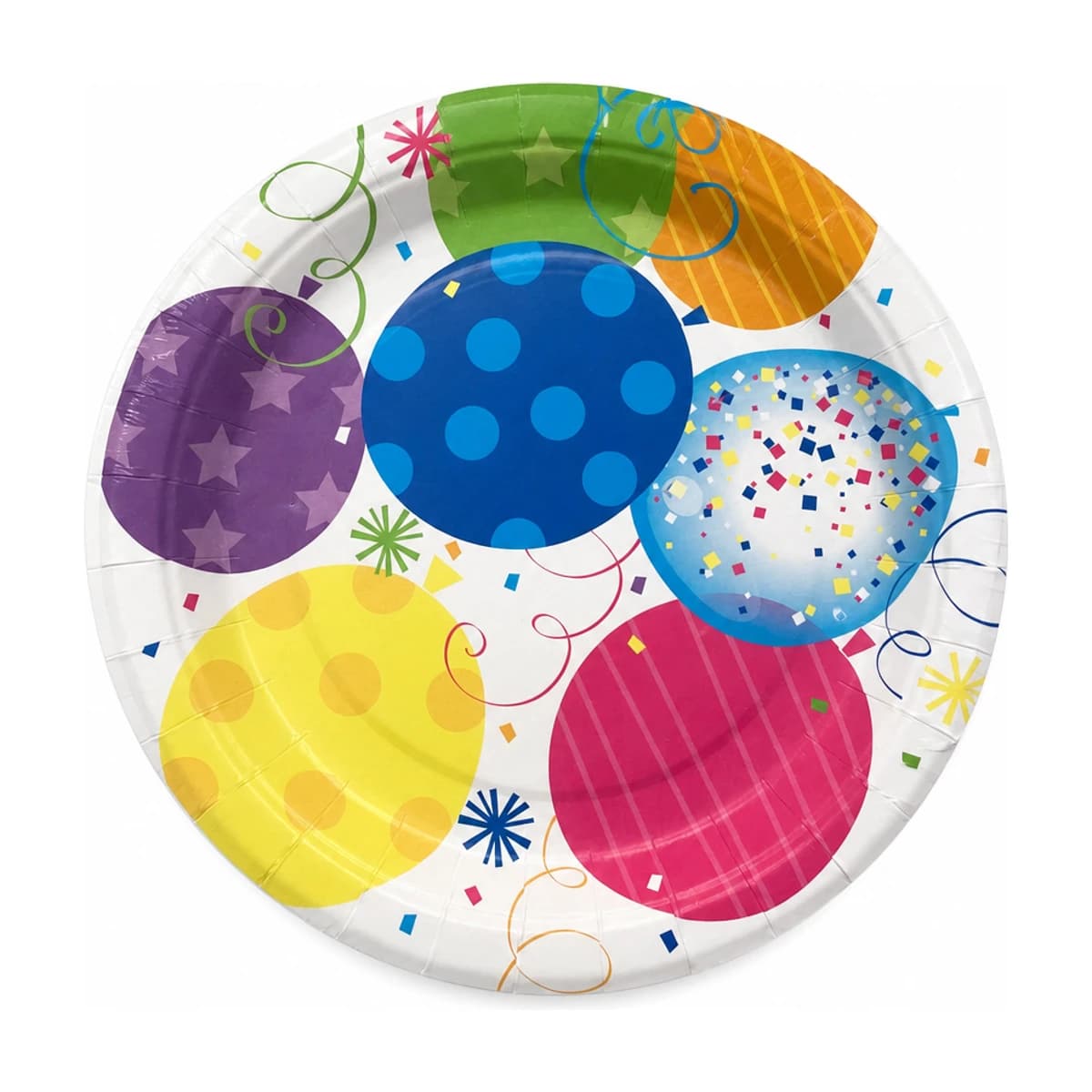 Balloon and Confetti Paper Plates, 7 in