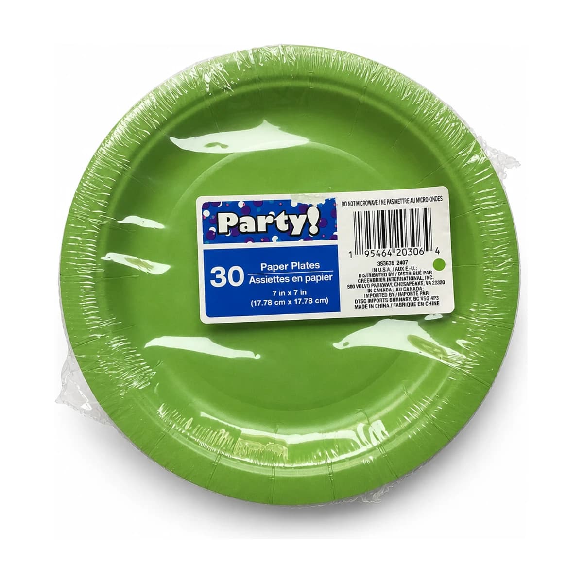 Kiwi Green Paper Plates, 7 in, 30 Pack