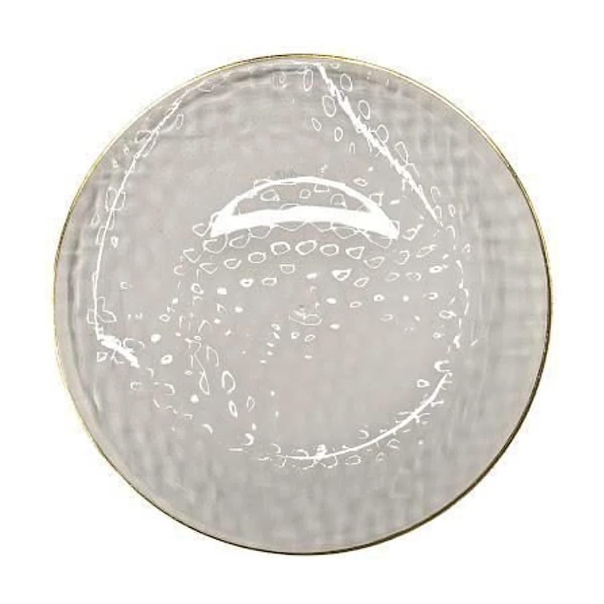 Clear Hammered Plastic Plates with Gold Rim, 7 in 10 Pack