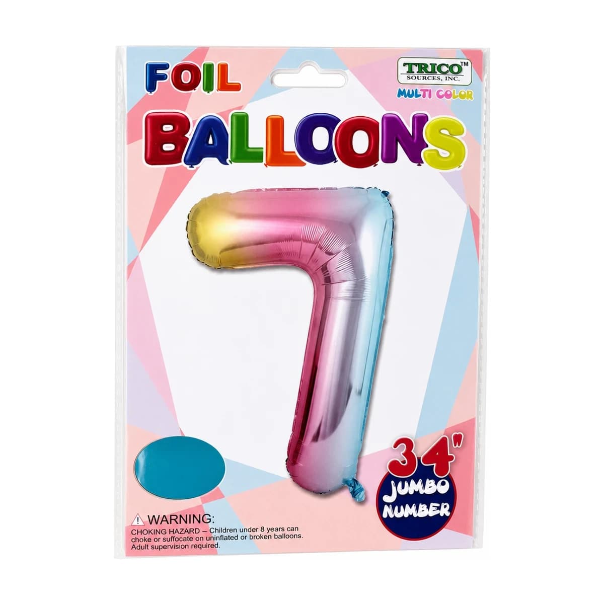 #7 Rainbow Foil Balloon 34"