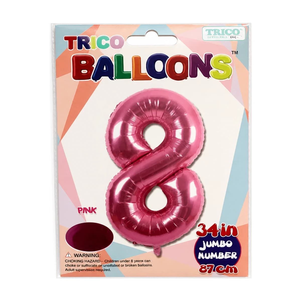 #8 Hot Pink Foil Balloon 34”
