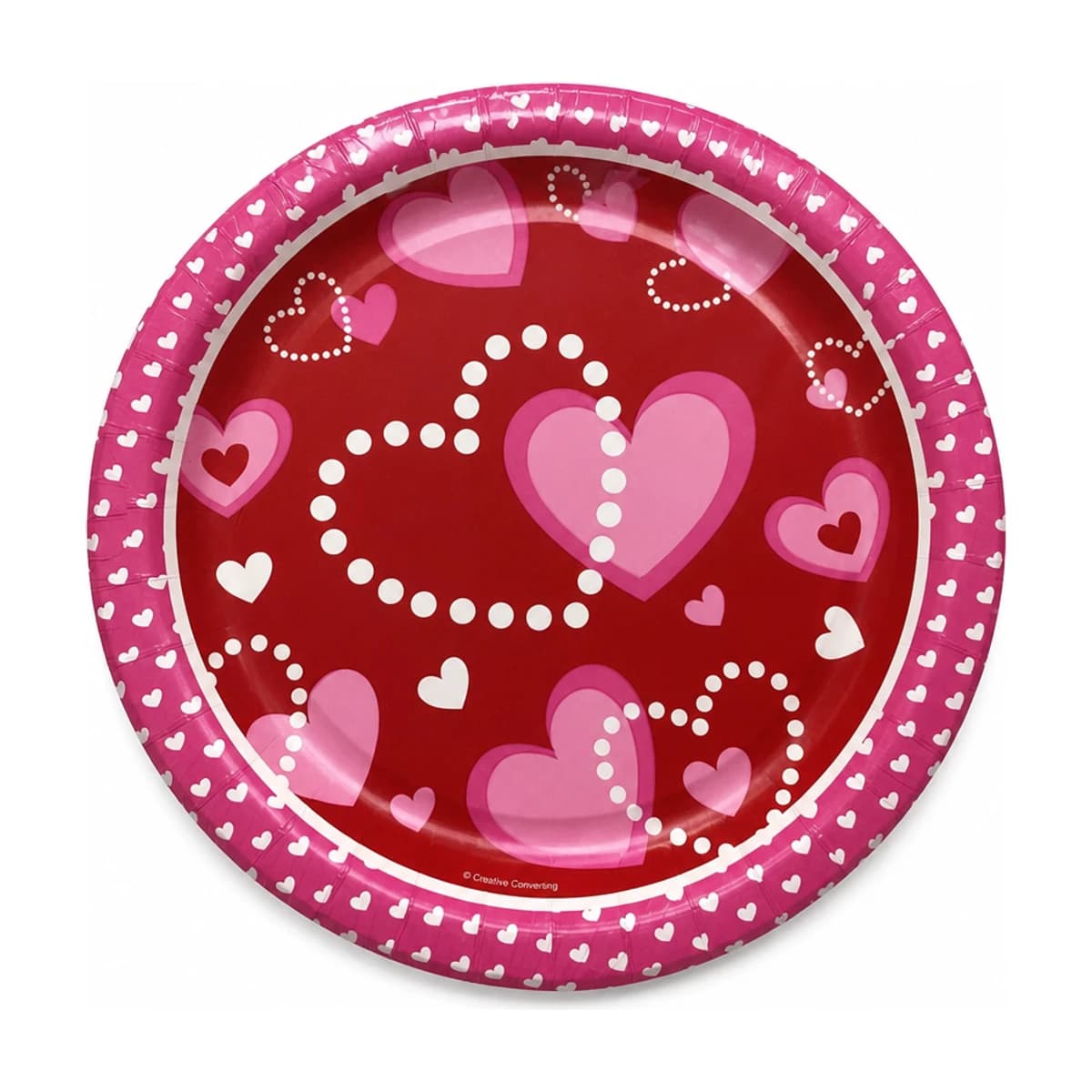 8” Paper Plates Hearts Dots 8pcs