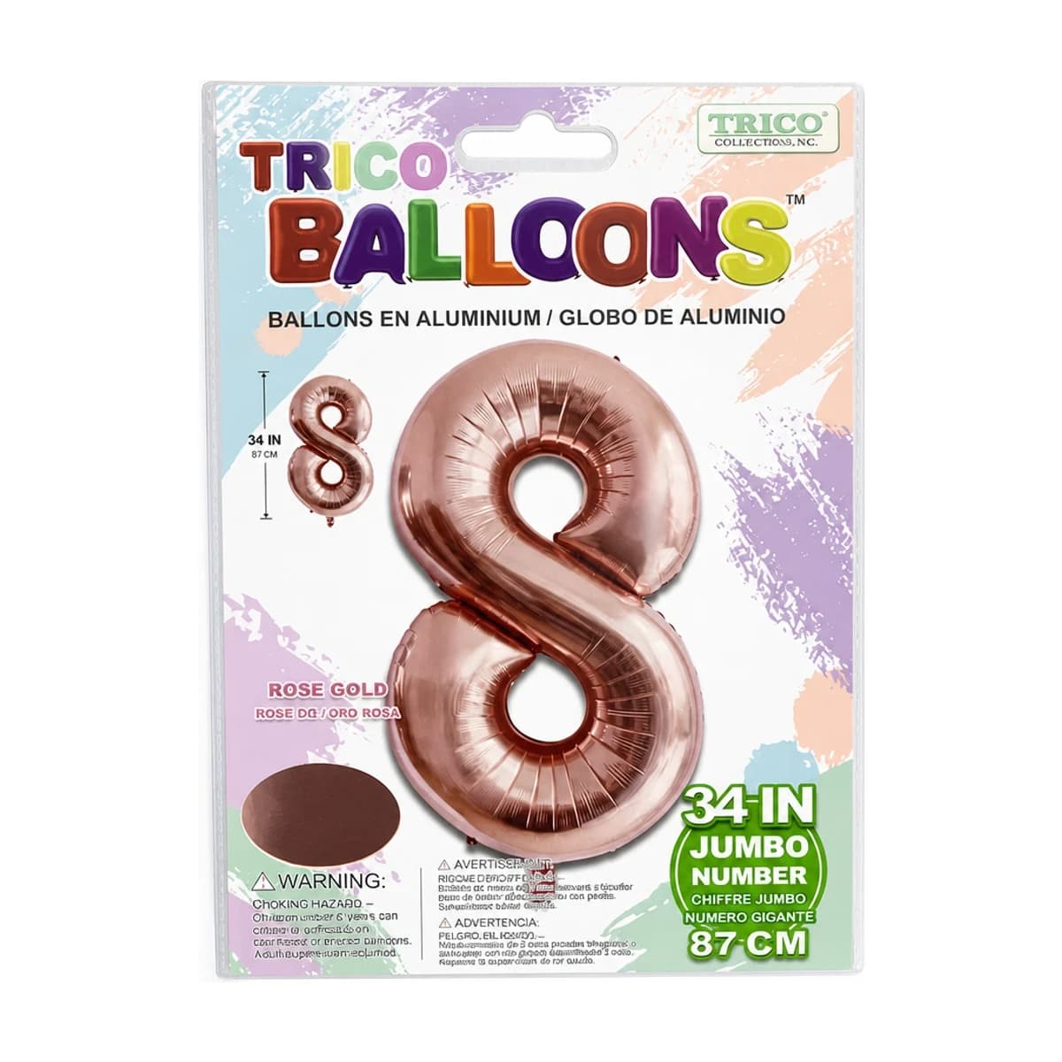 #8 Rose Gold Foil Balloon 34”