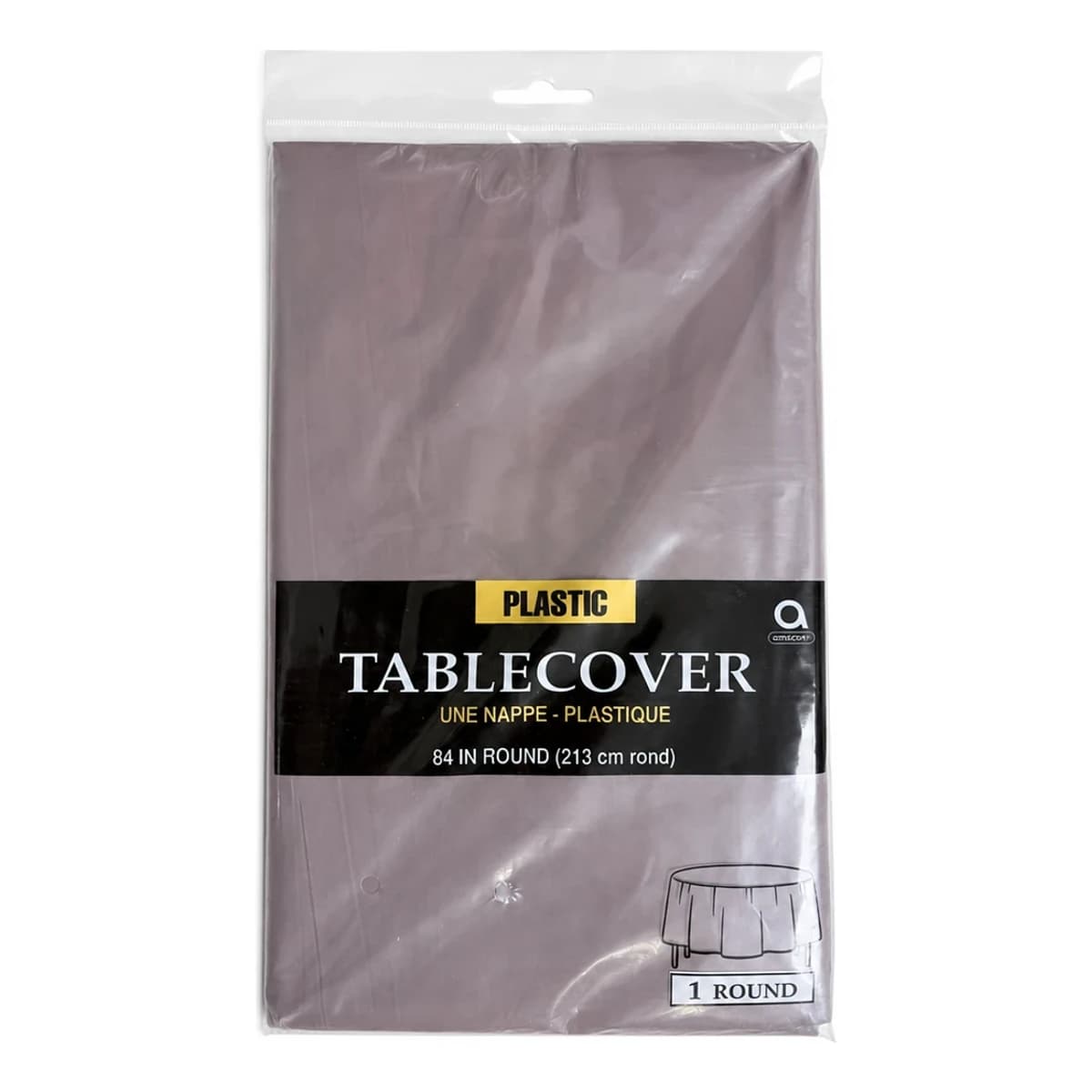 84" Round Plastic Table Cover - Brown, Amscan