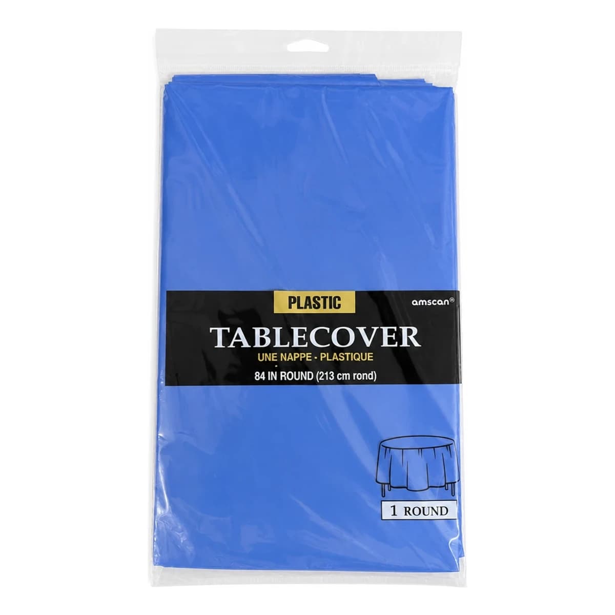84" Round Plastic Table Cover - Blue, Amscan