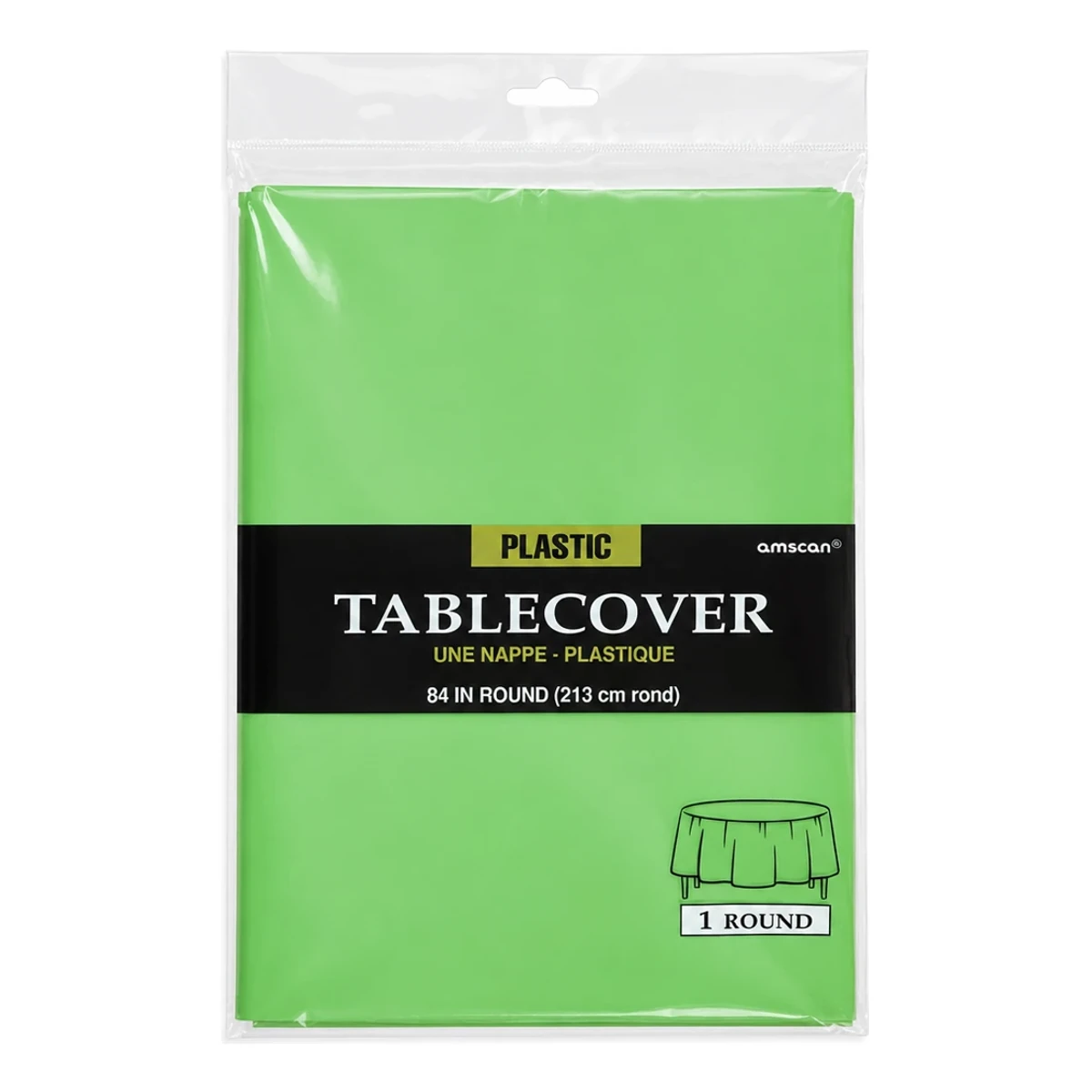 84" Round Plastic Table Cover - Green, Amscan