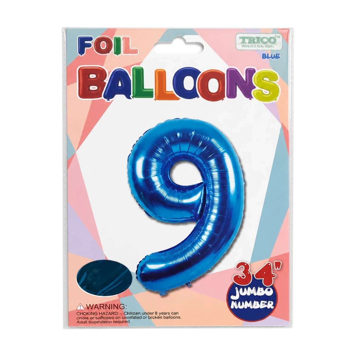 #9 Blue Foil Balloon 34”