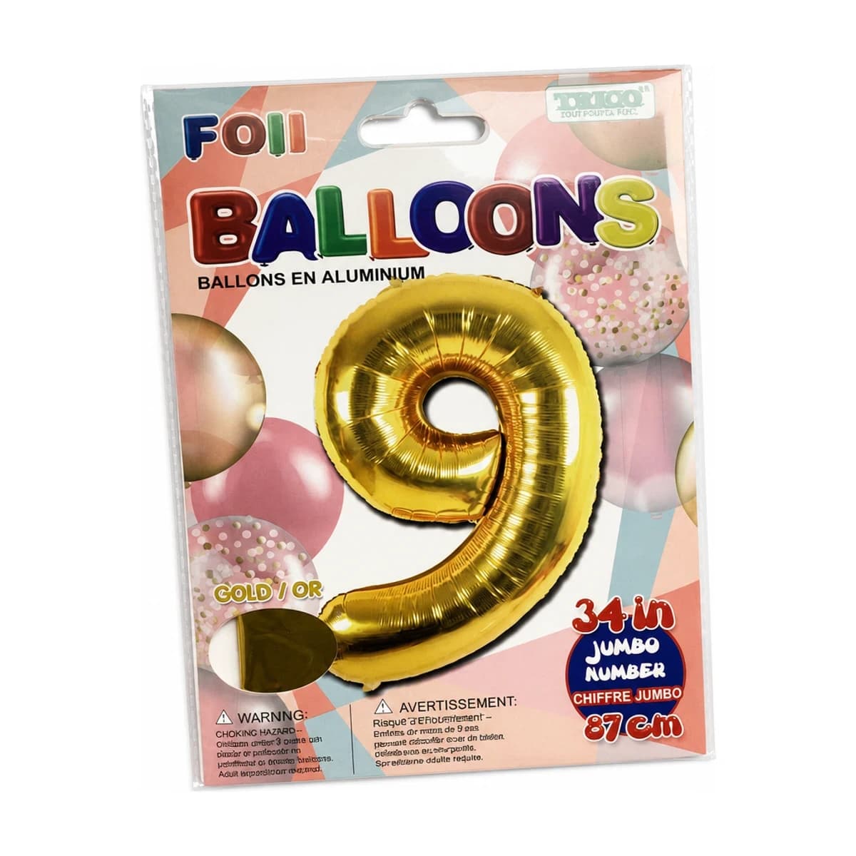 34" Gold Number 9 Foil Balloon