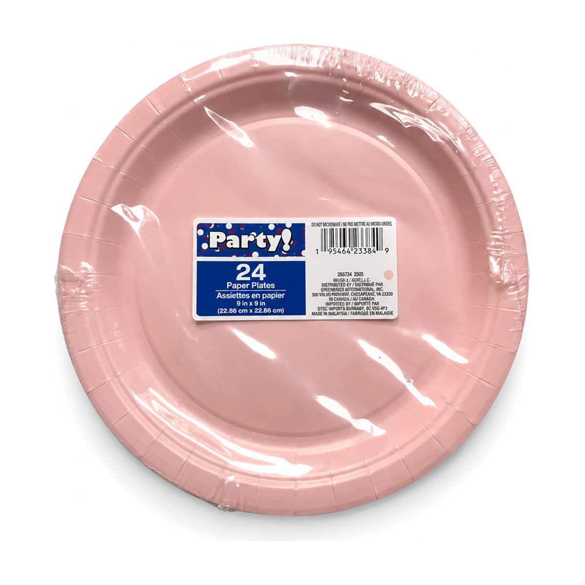 Light Pink Paper Plates, 9 in, 24 Pack