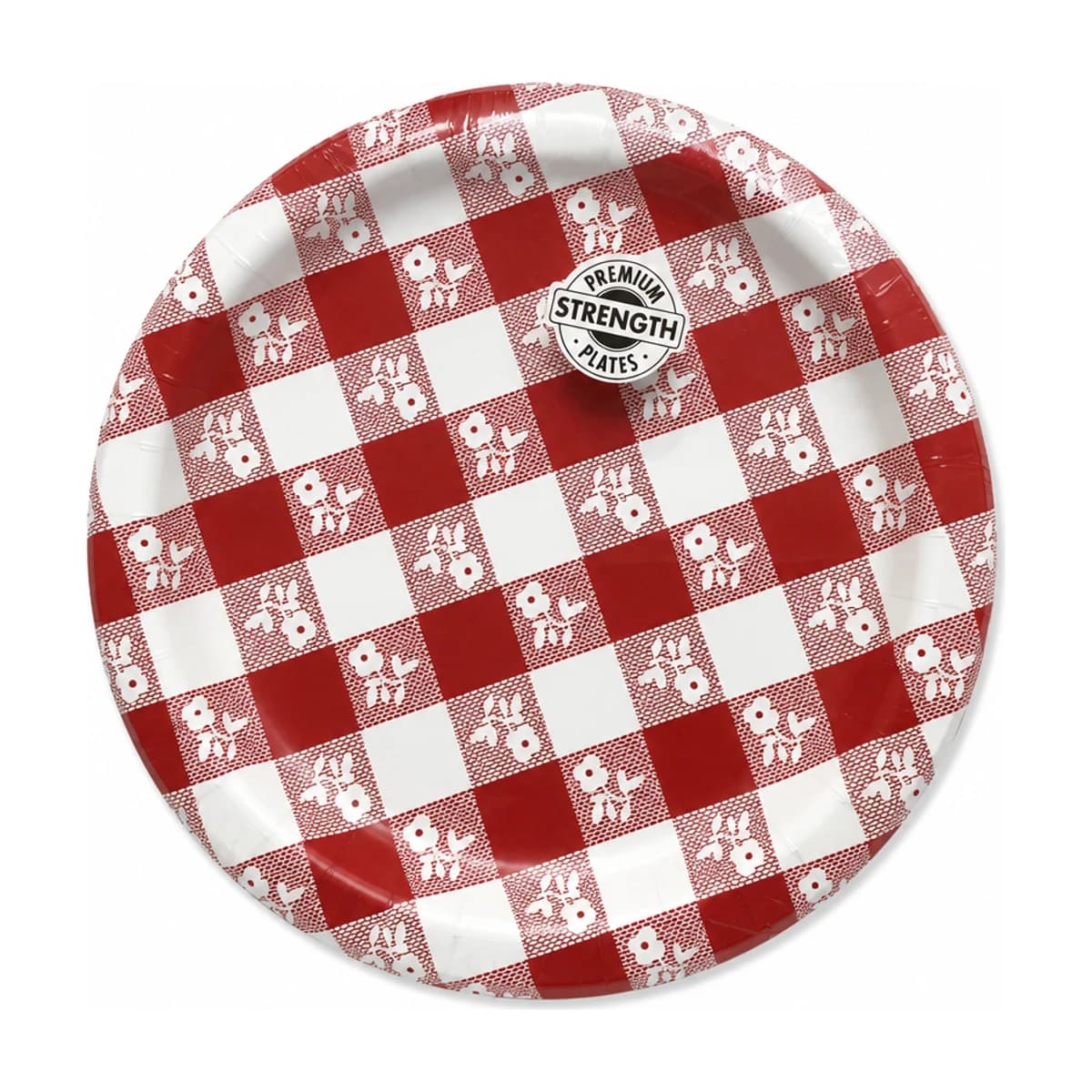 Red Gingham Paper Plates, 9 in, 8 Pack