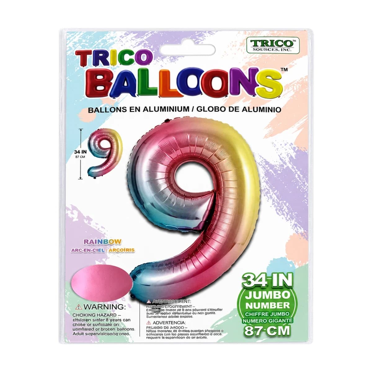 #9 Rainbow Foil Balloon 34"