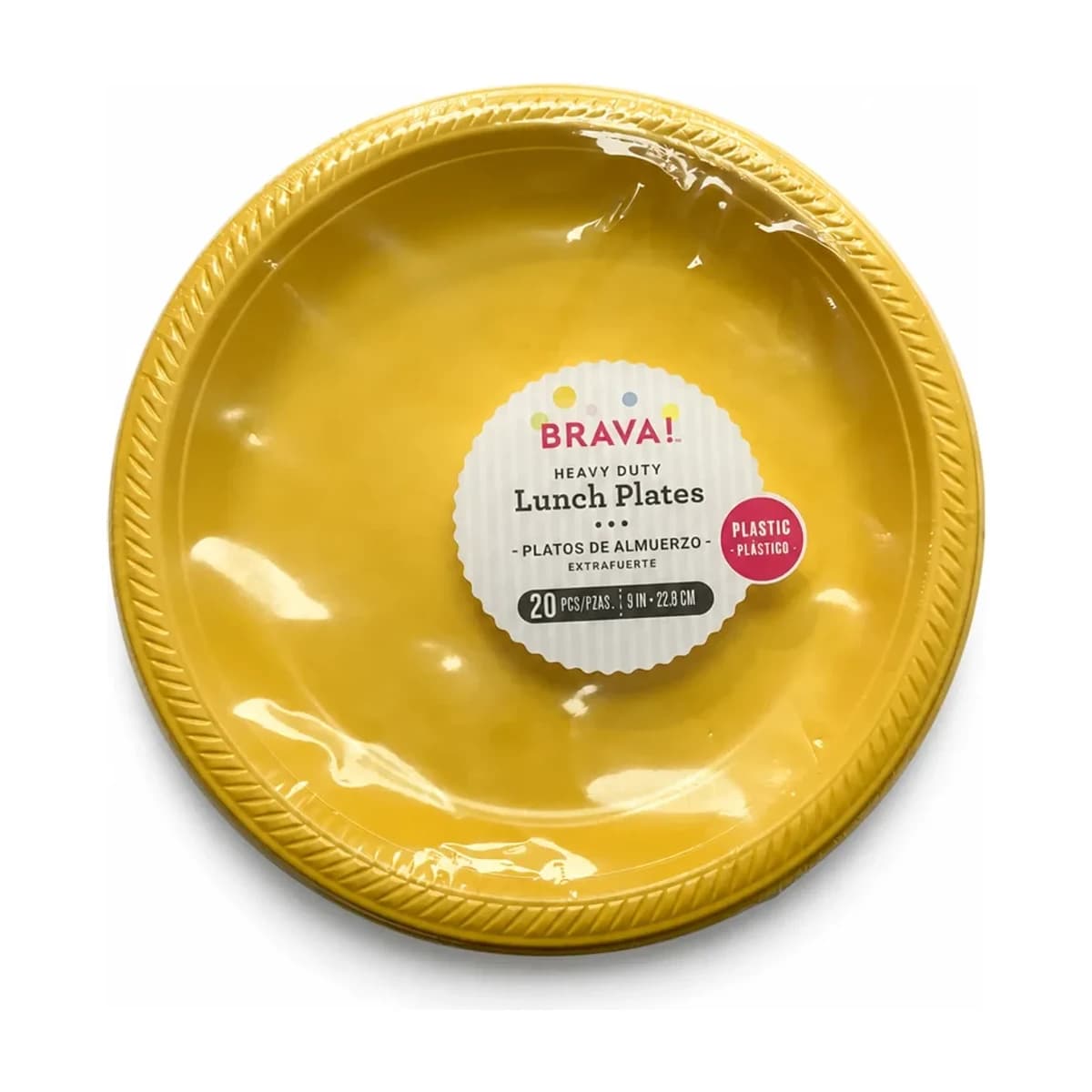 9" Yellow Heavy Duty Plastic Lunch Plates, 20 Pack