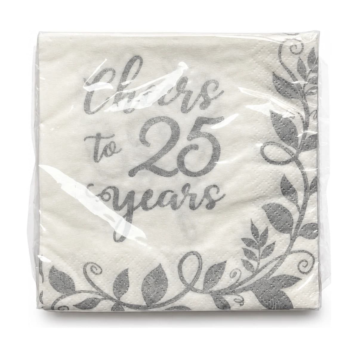 Cheers to 25 Years Napkins, 9 x 9 in