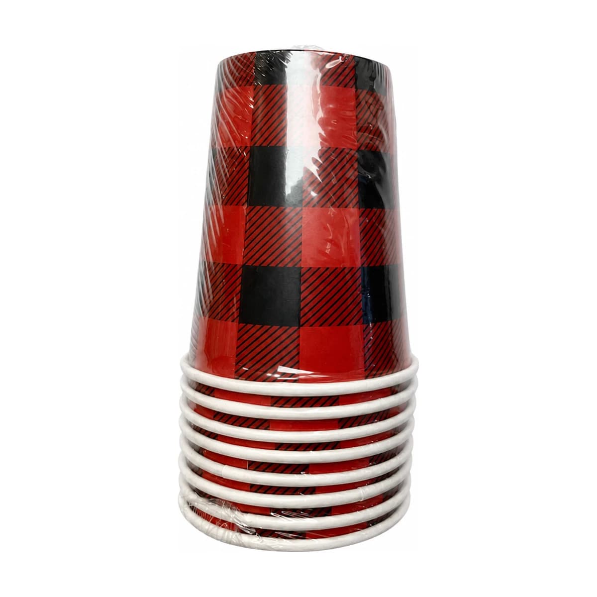 Buffalo Plaid Paper Cups, 9 oz, 8 Pack