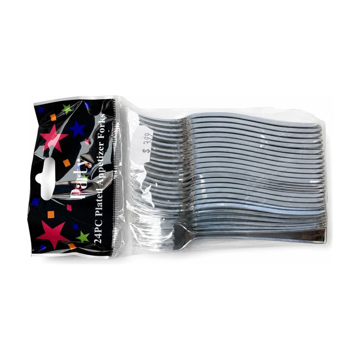 Silver Plastic Appetizer Forks, 24 Pack